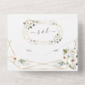 Invitation Tout En Un Charm Fleurs blanches Gold Mariage (Verso)
