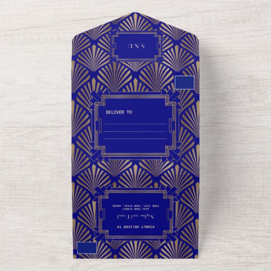 Invitation Tout En Un Charmant Or Gatsby Mariage Années Folles (Dehors)