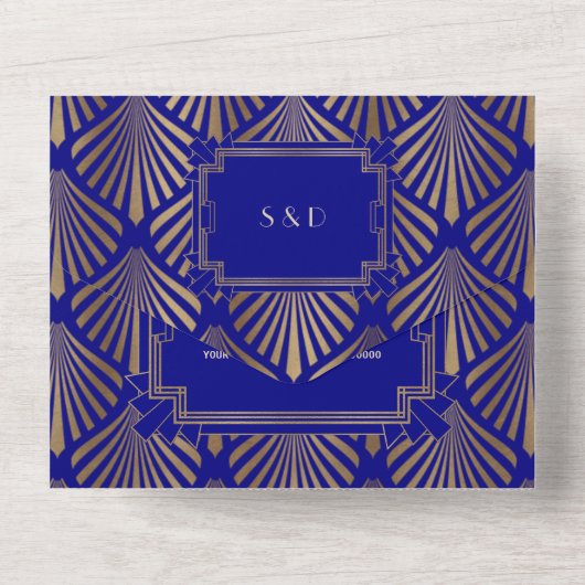 Invitation Tout En Un Charmant Or Gatsby Mariage Années Folles (Verso)