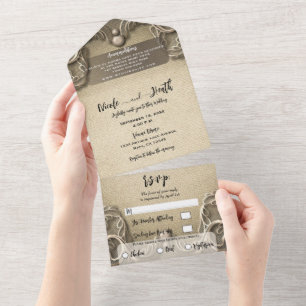 Invitation Tout En Un Charme élégant et vintage du Sud Mariage toile de 