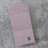 Invitation Tout En Un Charme élégant QR Code Lilac Mariage rose