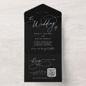 Invitation Tout En Un Charme élégant QR Code Mariage noir (À l'intérieur)