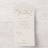 Invitation Tout En Un Charme élégant RSVP ivoire et Mariage or (À l'intérieur)