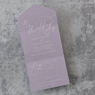 Invitation Tout En Un Charme élégant RSVP Lavender Purple Mariage
