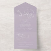 Invitation Tout En Un Charme élégant RSVP Lavender Purple Mariage (À l'intérieur)