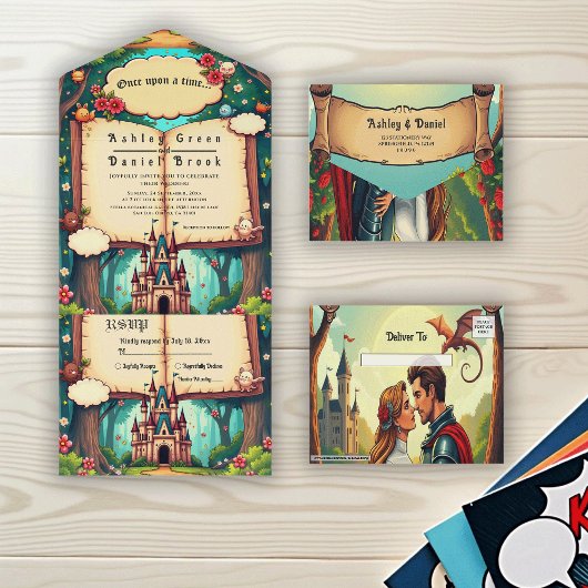 Invitation Tout En Un Château de forêt de conte de fées Mariage