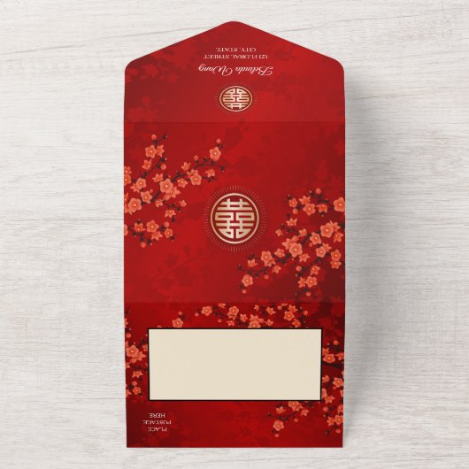 Invitation Tout En Un Cherry Blossom Mariage chinois (Dehors)