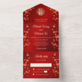 Invitation Tout En Un Cherry Blossom Mariage chinois (À l'intérieur)