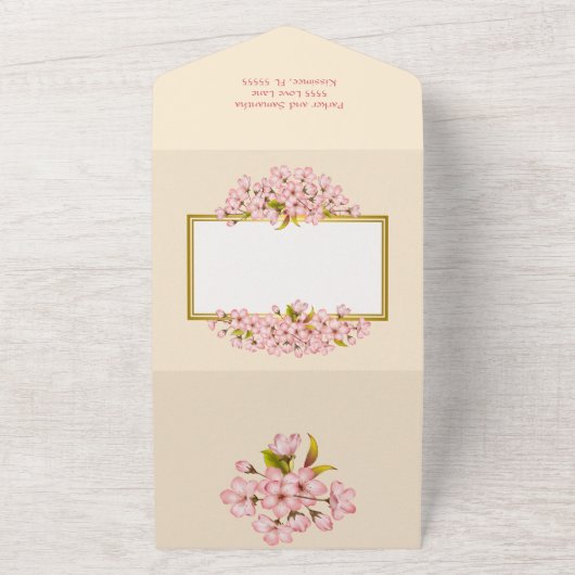 Invitation Tout En Un Cherry Blossom Mariage & RSVP (Dehors)