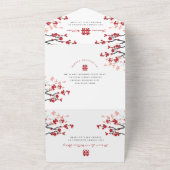 Invitation Tout En Un Cherry Blossoms double bonheur Mariage chinois (Dehors)