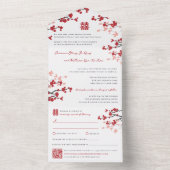Invitation Tout En Un Cherry Blossoms double bonheur Mariage chinois (À l'intérieur)