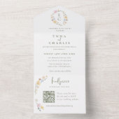 Invitation Tout En Un Chic Boho Pastel Fleurs sauvages Printemps Mariage (À l'intérieur)