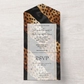 Invitation Tout En Un Chic Brown noir blanc (À l'intérieur)