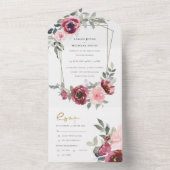 INVITATION TOUT EN UN CHIC BURGUNDY BLUSH ROSE MARIAGE DE COULEUR D'EAU (À l'intérieur)