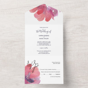 Invitation Tout En Un Chic Coquelicot Aquarelle Peinte à la main