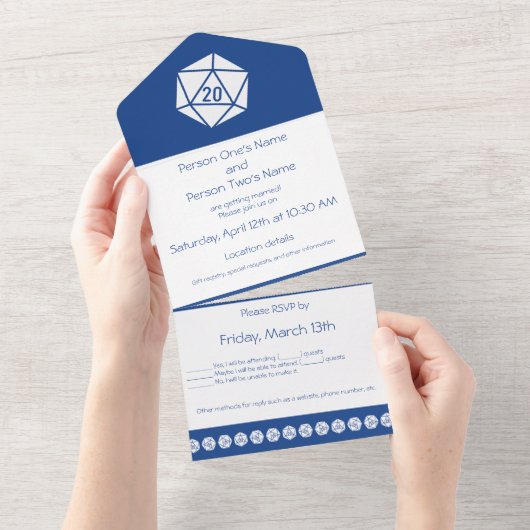 Invitation Tout En Un Chic de table en bleu (Déchirure)