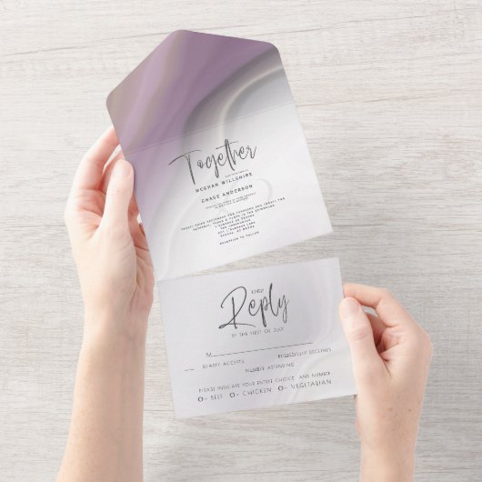 Invitation Tout En Un Chic Dusty Plum Agate Dreamy Tout en une invitatio (Déchirure)
