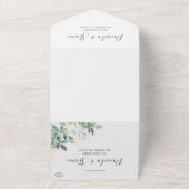 Invitation Tout En Un Chic Eucalyptus Gold Frame Mariage avec RSVP (Dehors)