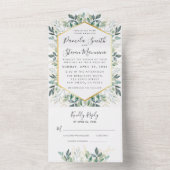 Invitation Tout En Un Chic Eucalyptus Gold Frame Mariage avec RSVP (À l'intérieur)