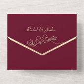 Invitation Tout En Un Chic Gold et Mariage de Bourgogne (Verso)