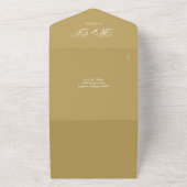 Invitation Tout En Un Chic Gold QR Code Art Déco Monogramme Mariage (Dehors)