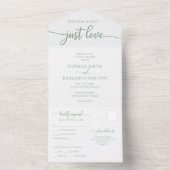 Invitation Tout En Un Chic Green Sage Calligraphie Mariage Décontracté (À l'intérieur)