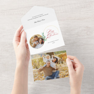 Invitation Tout En Un Chic Joyeux Noël Gold Swirl Floral Photo