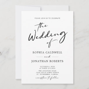 Invitation Tout en un Chic moderne Mariage de calligraphie no