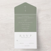 Invitation Tout En Un Chic nuances de Sage Green Mariage (À l'intérieur)