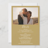 Invitation Tout en un Chic Or Script Photo Mariage (Dos)