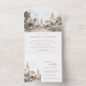 Invitation Tout En Un Chic Orlando Floride Skyline Mariage d'aquarelle (À l'intérieur)