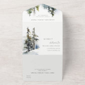 Invitation Tout En Un Chic Pine d'hiver Mariage paysage neige (Dehors)