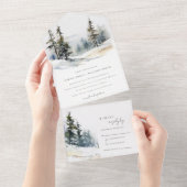 Invitation Tout En Un Chic Pine d'hiver Mariage paysage neige (Déchirure)