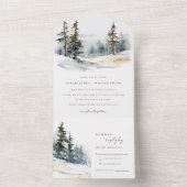 Invitation Tout En Un Chic Pine d'hiver Mariage paysage neige (À l'intérieur)