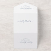 Invitation Tout En Un Chic Script Photo 0verlay Dusty Blue Mariage (Dehors)