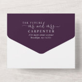 Invitation Tout En Un Chic Violet Violet Élégant Script 2 Mariage photo (Verso)