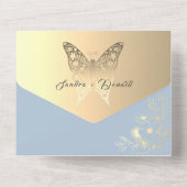 Invitation Tout En Un Chinoiserie Floral Dusty Mariage bleu (Verso)