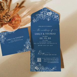Invitation Tout En Un Chinoiserie florale tout en un mariage Inviter
