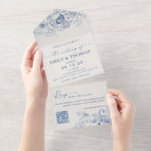 Invitation Tout En Un Chinoiserie florale tout en un mariage Inviter (Déchirure)