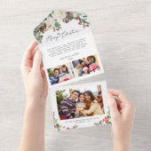 Invitation Tout En Un Christmas Floral All in One Keepsake Photo Card (Déchirure)