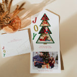 Invitation Tout En Un Christmas Joy Five Photo Collage Tear Off Keepsaké<br><div class="desc">Ce Christmas Joy Five Photo Collage Tear Off Keepsaké All in One Invitation est inspiré par les souvenirs de créer des cartes de Noël faites à la main quand nous étions enfants - découper du papier coloré dans des formes joyeuses sapins de Noël arrangés avec des photos de notre famille....</div>