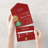 Invitation Tout En Un Christmas Ornaments Red Company Holiday Party (Déchirure)