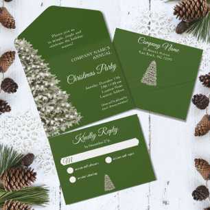 Invitation Tout En Un Christmas Tree Dark Green Company Fête des fêtes