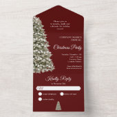 Invitation Tout En Un Christmas Tree Dark Red Company Fête (À l'intérieur)