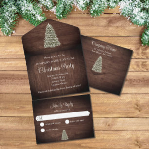 Invitation Tout En Un Christmas Tree Rustic Wood Company Fête de Noël