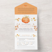 Invitation Tout En Un Chute amoureuse aquarelle citrouille mariage autom (À l'intérieur)