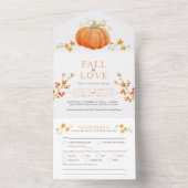 Invitation Tout En Un Chute amoureuse aquarelle citrouille mariage autom (À l'intérieur)