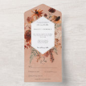 Invitation Tout En Un Chute Boho Rust & Pêche Cadre Floral Pas de dîner (À l'intérieur)
