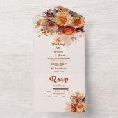 Invitation Tout En Un Chute Burange Aquarelle Orange Pampas Grass Mariag (À l'intérieur)