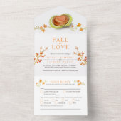 Invitation Tout En Un Chute d'amour aquarelle conker coeur automne (À l'intérieur)